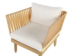 Hot Beliani Set da giardino con tavolo 4 posti CREMONA Legno d'acacia Bianco sporco Bianco Marrone