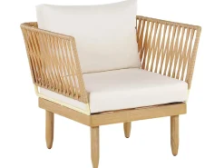 Hot Beliani Set da giardino con tavolo 4 posti CREMONA Legno d'acacia Bianco sporco Bianco Marrone