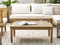 Hot Beliani Set da giardino con tavolo 4 posti CREMONA Legno d'acacia Bianco sporco Bianco Marrone