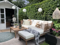 Hot Beliani Set da giardino con tavolo 4 posti CREMONA Legno d'acacia Bianco sporco Bianco Marrone
