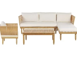 Hot Beliani Set da giardino con tavolo 4 posti CREMONA Legno d'acacia Bianco sporco Bianco Marrone