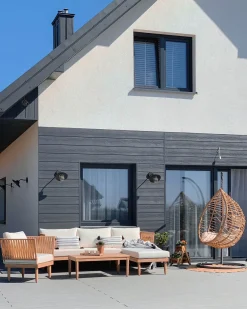Hot Beliani Set da giardino con tavolo 4 posti CREMONA Legno d'acacia Bianco sporco Bianco Marrone
