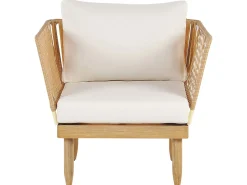 Hot Beliani Set da giardino con tavolo 4 posti CREMONA Legno d'acacia Bianco sporco Bianco Marrone