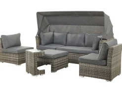 Hot Beliani Set da giardino con tavolo 6 posti CORTE Modulare Rattan sintetico (PE) Marrone scuro Marrone Grigio