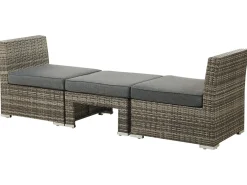 Hot Beliani Set da giardino con tavolo 6 posti CORTE Modulare Rattan sintetico (PE) Marrone scuro Marrone Grigio