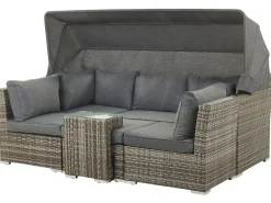 Hot Beliani Set da giardino con tavolo 6 posti CORTE Modulare Rattan sintetico (PE) Marrone scuro Marrone Grigio