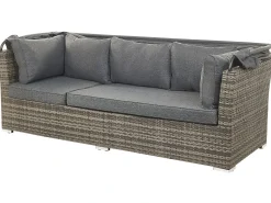 Hot Beliani Set da giardino con tavolo 6 posti CORTE Modulare Rattan sintetico (PE) Marrone scuro Marrone Grigio