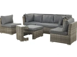 Hot Beliani Set da giardino con tavolo 6 posti CORTE Modulare Rattan sintetico (PE) Marrone scuro Marrone Grigio