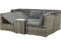 Hot Beliani Set da giardino con tavolo 6 posti CORTE Modulare Rattan sintetico (PE) Marrone scuro Marrone Grigio
