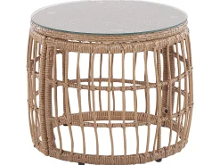 Outlet Beliani Set da giardino con tavolo 4 posti RAVELLO Rattan sintetico (PE) Naturale Beige Marrone Nero