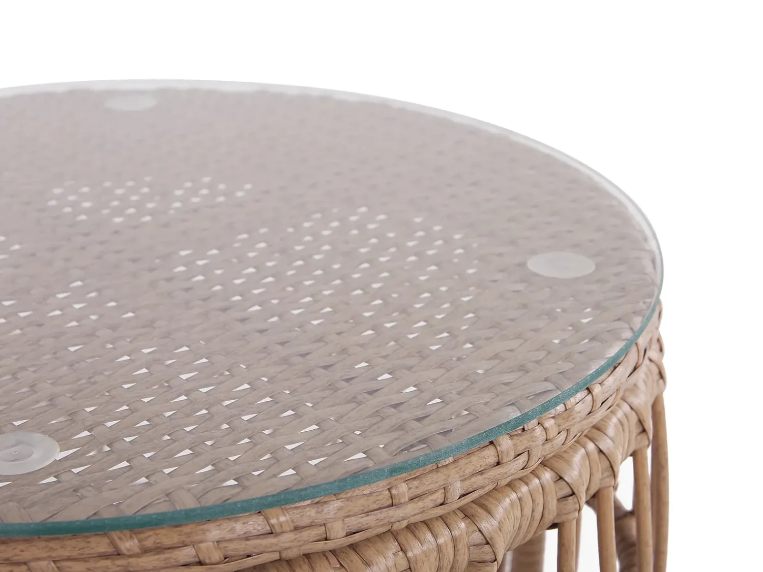 Outlet Beliani Set da giardino con tavolo 4 posti RAVELLO Rattan sintetico (PE) Naturale Beige Marrone Nero