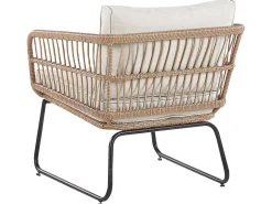 Outlet Beliani Set da giardino con tavolo 4 posti RAVELLO Rattan sintetico (PE) Naturale Beige Marrone Nero