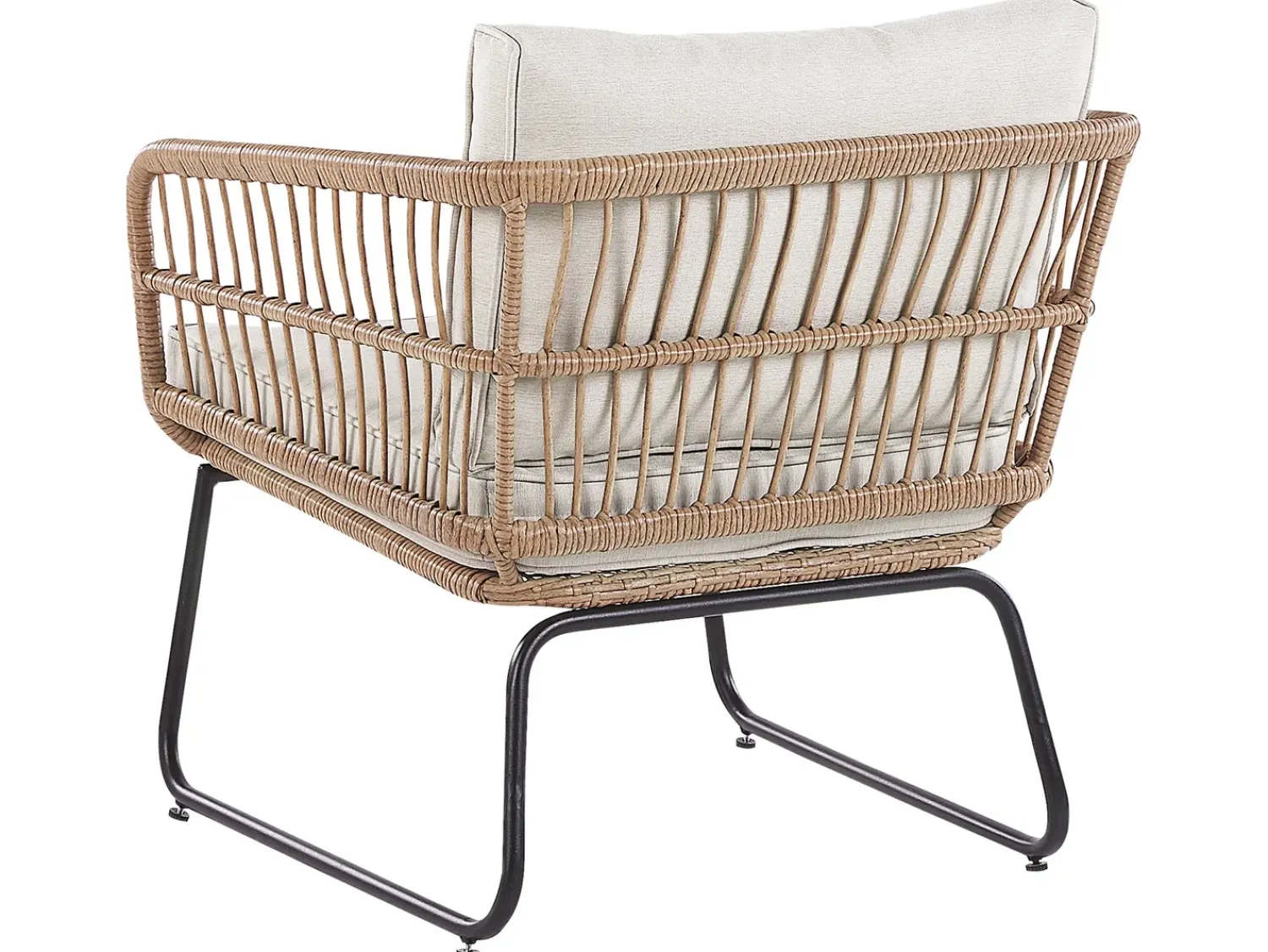 Outlet Beliani Set da giardino con tavolo 4 posti RAVELLO Rattan sintetico (PE) Naturale Beige Marrone Nero