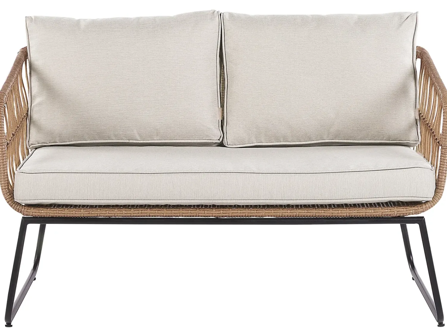 Outlet Beliani Set da giardino con tavolo 4 posti RAVELLO Rattan sintetico (PE) Naturale Beige Marrone Nero