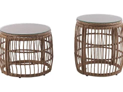 Outlet Beliani Set da giardino con tavolo 4 posti RAVELLO Rattan sintetico (PE) Naturale Beige Marrone Nero
