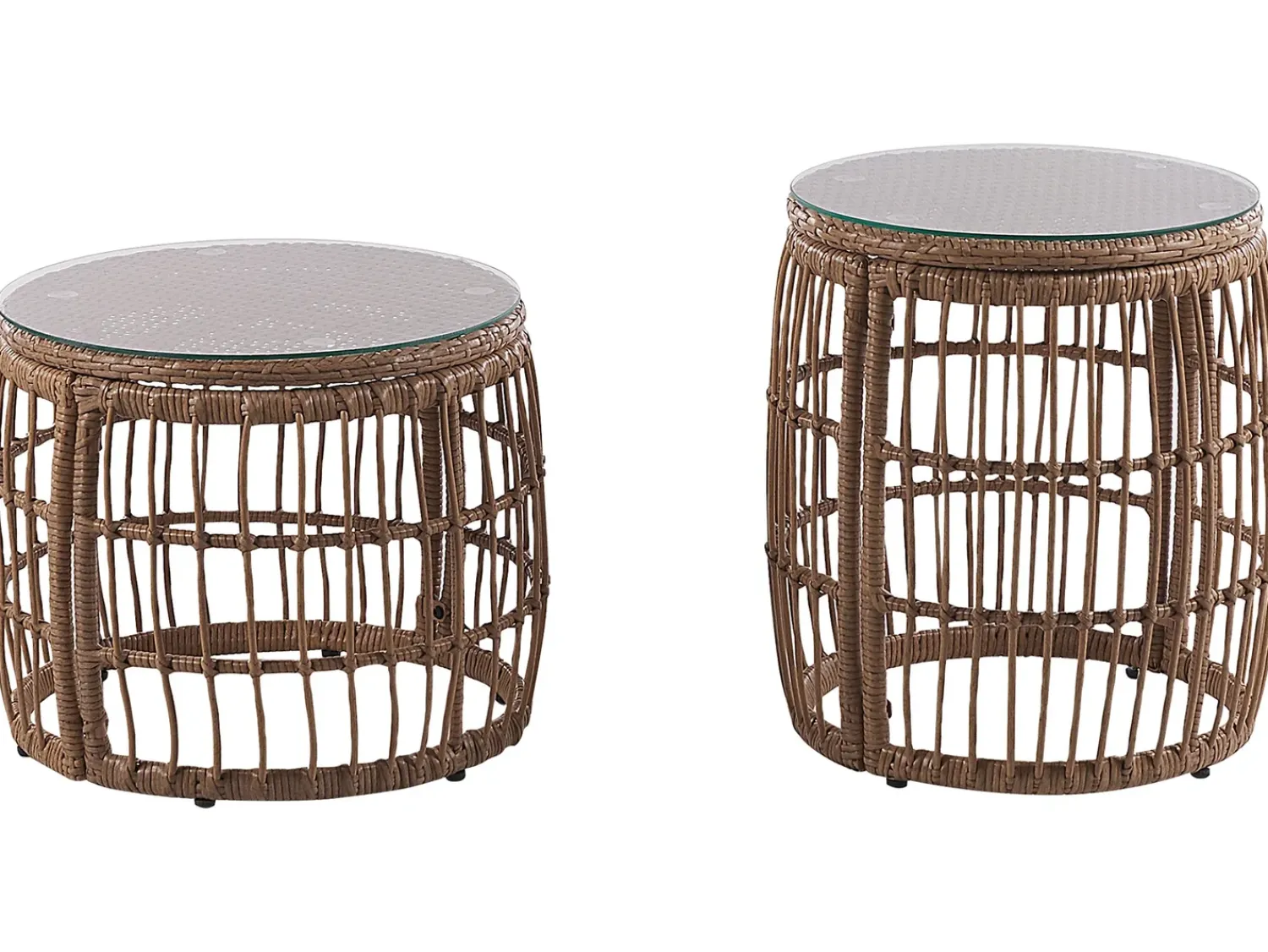 Outlet Beliani Set da giardino con tavolo 4 posti RAVELLO Rattan sintetico (PE) Naturale Beige Marrone Nero