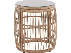 Outlet Beliani Set da giardino con tavolo 4 posti RAVELLO Rattan sintetico (PE) Naturale Beige Marrone Nero