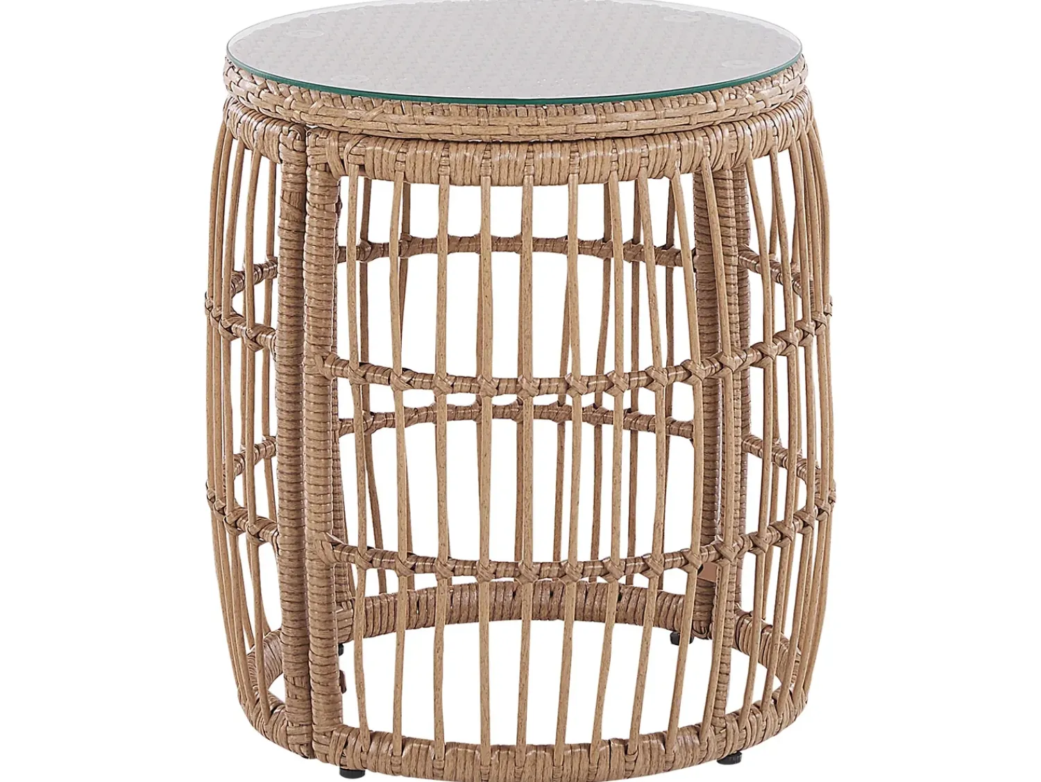 Outlet Beliani Set da giardino con tavolo 4 posti RAVELLO Rattan sintetico (PE) Naturale Beige Marrone Nero