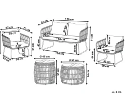 Outlet Beliani Set da giardino con tavolo 4 posti RAVELLO Rattan sintetico (PE) Naturale Beige Marrone Nero