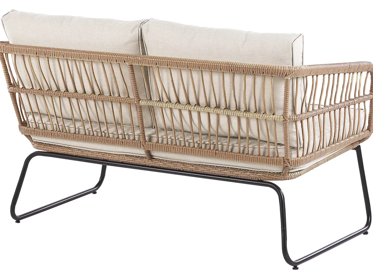Outlet Beliani Set da giardino con tavolo 4 posti RAVELLO Rattan sintetico (PE) Naturale Beige Marrone Nero