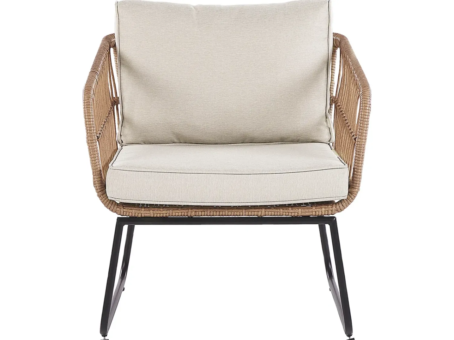 Outlet Beliani Set da giardino con tavolo 4 posti RAVELLO Rattan sintetico (PE) Naturale Beige Marrone Nero