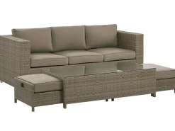 Sale Beliani Set da giardino con tavolo 5 posti BELLUNO Rattan sintetico (PE) Marrone Marrone Argento