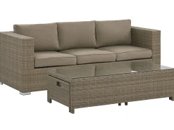 Sale Beliani Set da giardino con tavolo 5 posti BELLUNO Rattan sintetico (PE) Marrone Marrone Argento