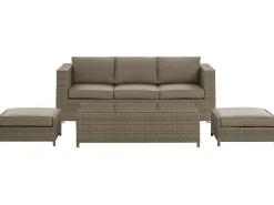 Sale Beliani Set da giardino con tavolo 5 posti BELLUNO Rattan sintetico (PE) Marrone Marrone Argento