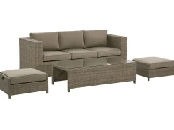 Sale Beliani Set da giardino con tavolo 5 posti BELLUNO Rattan sintetico (PE) Marrone Marrone Argento