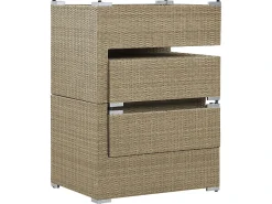 Beliani Set da giardino con tavolo 2 posti NOTO Modulare Rattan sintetico (PE) Marrone chiaro Bianco Marrone