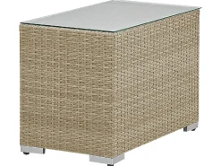 Beliani Set da giardino con tavolo 2 posti NOTO Modulare Rattan sintetico (PE) Marrone chiaro Bianco Marrone