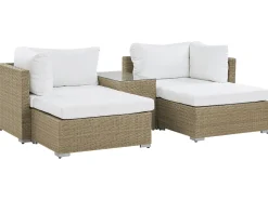 Beliani Set da giardino con tavolo 2 posti NOTO Modulare Rattan sintetico (PE) Marrone chiaro Bianco Marrone