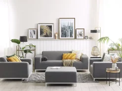 Best Beliani Set da giardino con tavolo 5 posti ROVIGO Grigio Bianco Grigio