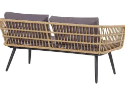 Outlet Beliani Set da giardino con tavolo 4 posti FOBELLO Rattan sintetico (PE) Beige Beige Marrone Naturale Nero