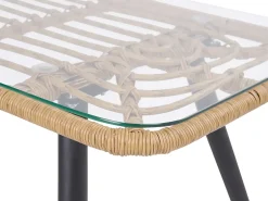 Outlet Beliani Set da giardino con tavolo 4 posti FOBELLO Rattan sintetico (PE) Beige Beige Marrone Naturale Nero