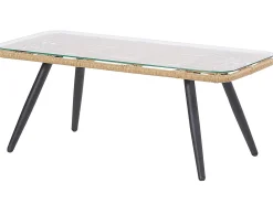 Outlet Beliani Set da giardino con tavolo 4 posti FOBELLO Rattan sintetico (PE) Beige Beige Marrone Naturale Nero