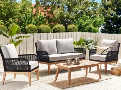 Beliani Set da giardino con tavolo 4 posti MERANO Legno d'acacia Grigio Marrone Grigio Nero