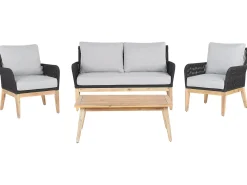 Beliani Set da giardino con tavolo 4 posti MERANO Legno d'acacia Grigio Marrone Grigio Nero