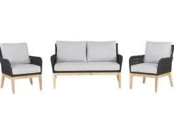 Beliani Set da giardino con tavolo 4 posti MERANO Legno d'acacia Grigio Marrone Grigio Nero