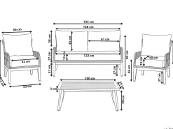 Beliani Set da giardino con tavolo 4 posti MERANO Legno d'acacia Grigio Marrone Grigio Nero