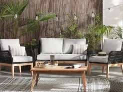 Beliani Set da giardino con tavolo 4 posti MERANO Legno d'acacia Grigio Marrone Grigio Nero
