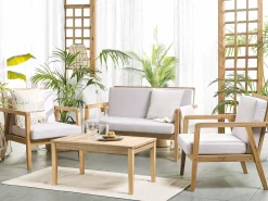 Outlet Beliani Set da giardino con tavolo 4 posti PALLANO Legno d'acacia Tortora Grigio Marrone