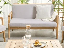 Outlet Beliani Set da giardino con tavolo 4 posti PALLANO Legno d'acacia Tortora Grigio Marrone