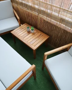 Outlet Beliani Set da giardino con tavolo 4 posti PALLANO Legno d'acacia Tortora Grigio Marrone