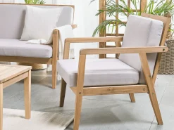 Outlet Beliani Set da giardino con tavolo 4 posti PALLANO Legno d'acacia Tortora Grigio Marrone