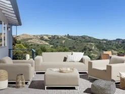 Discount Beliani Set da giardino con tavolo 5 posti ROVIGO Beige Bianco Beige