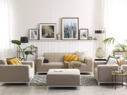 Discount Beliani Set da giardino con tavolo 5 posti ROVIGO Beige Bianco Beige