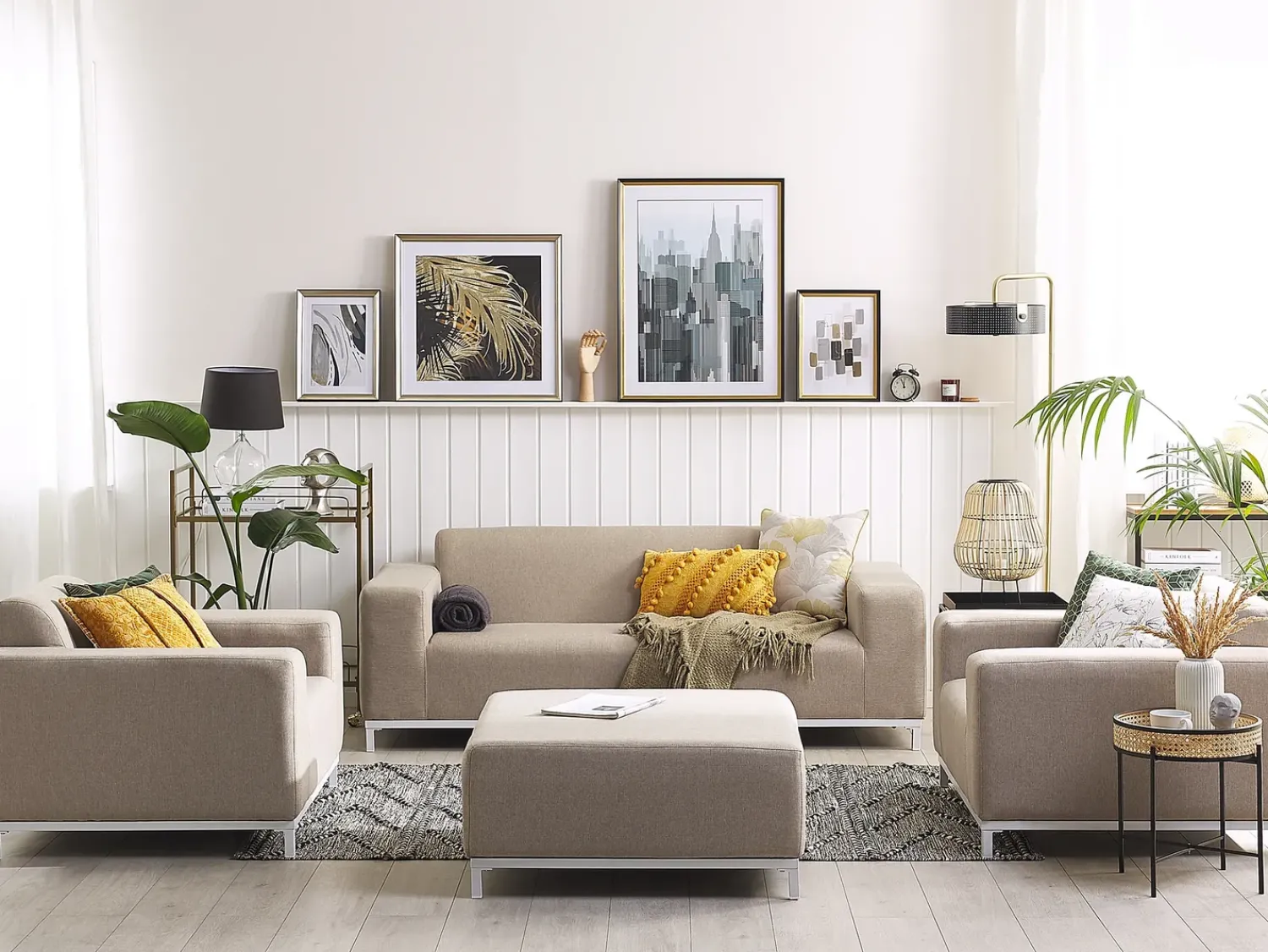 Discount Beliani Set da giardino con tavolo 5 posti ROVIGO Beige Bianco Beige