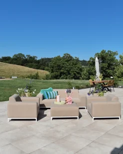 Discount Beliani Set da giardino con tavolo 5 posti ROVIGO Beige Bianco Beige