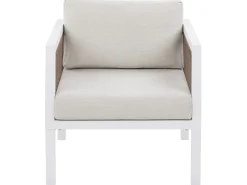 New Beliani Set da giardino con tavolo 5 posti BORELLO Metallo Bianco Bianco Beige Marrone